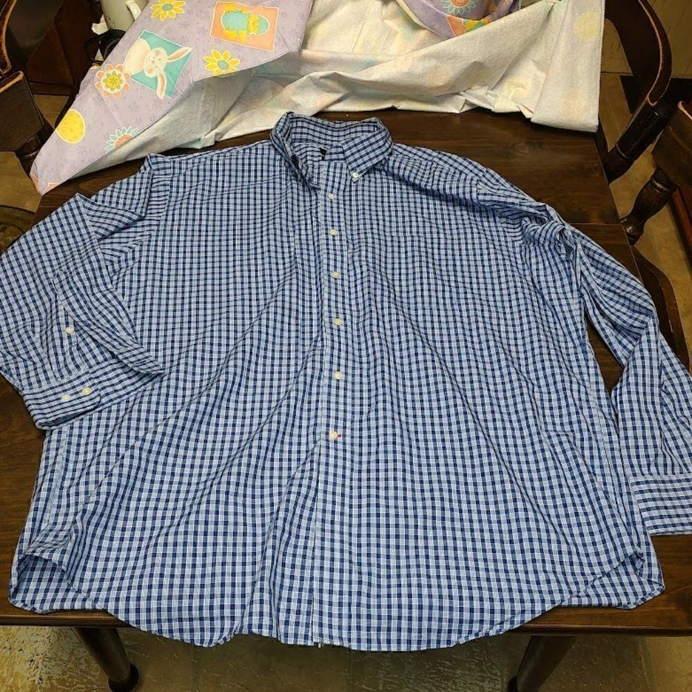 Berkley Jensen Blue Plaid Button Down Shirt Size Men's XXL